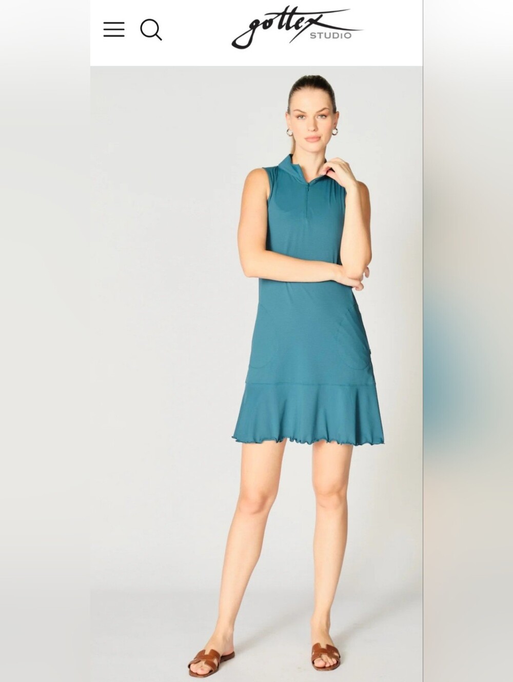 Gottex Midnight Teal Textured Sports Dress. Size L - Picture 5 of 7